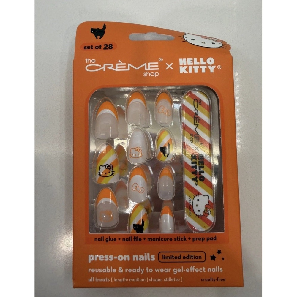 NWT Creme Shop x Hello Kitty press on nails Halloween CANDY CORN NEW